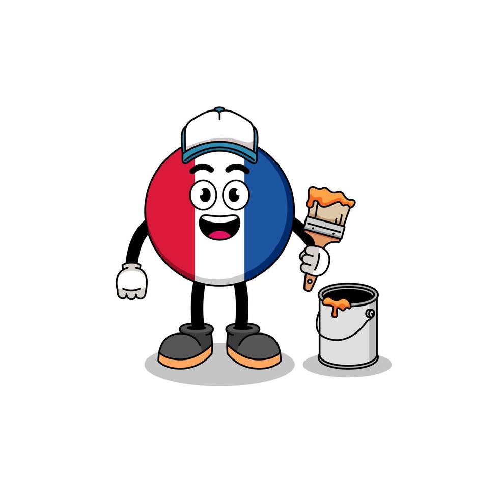 Character mascot of france flag as a painter vector