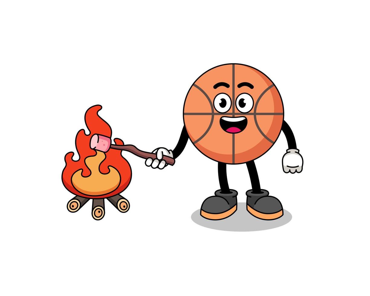 ilustración de baloncesto quemando un malvavisco vector