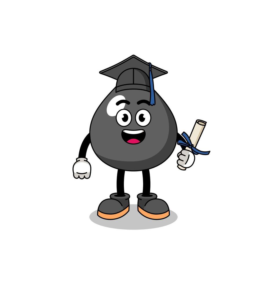 oil mascot with graduation pose vector