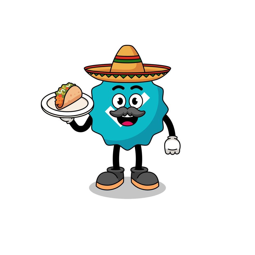 caricatura de personaje de signo verificado como chef mexicano vector