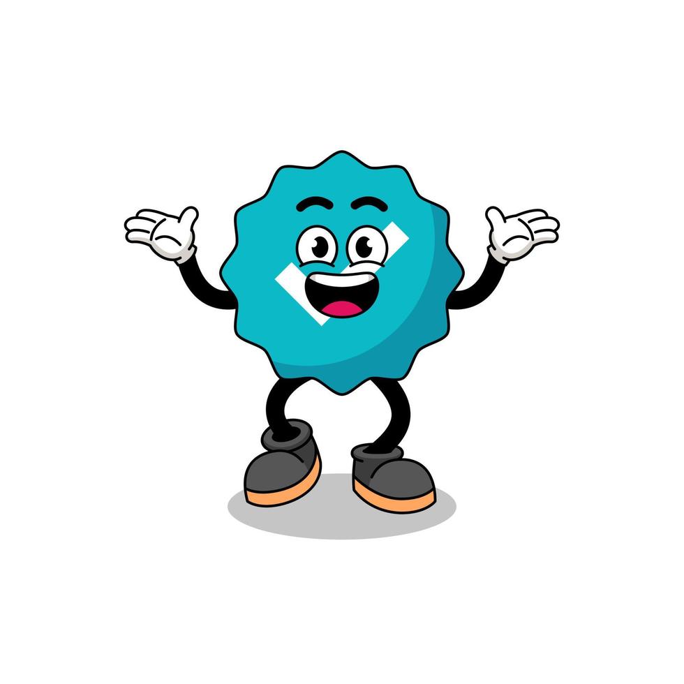 verified sign cartoon searching with happy gesture vector