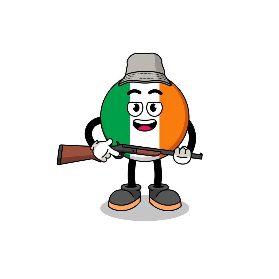 Cartoon Illustration of ireland flag hunter vector