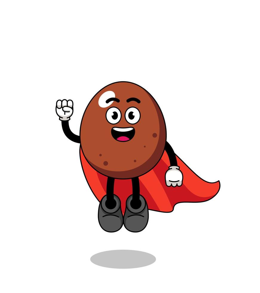 caricatura de huevo de chocolate con superhéroe volador vector