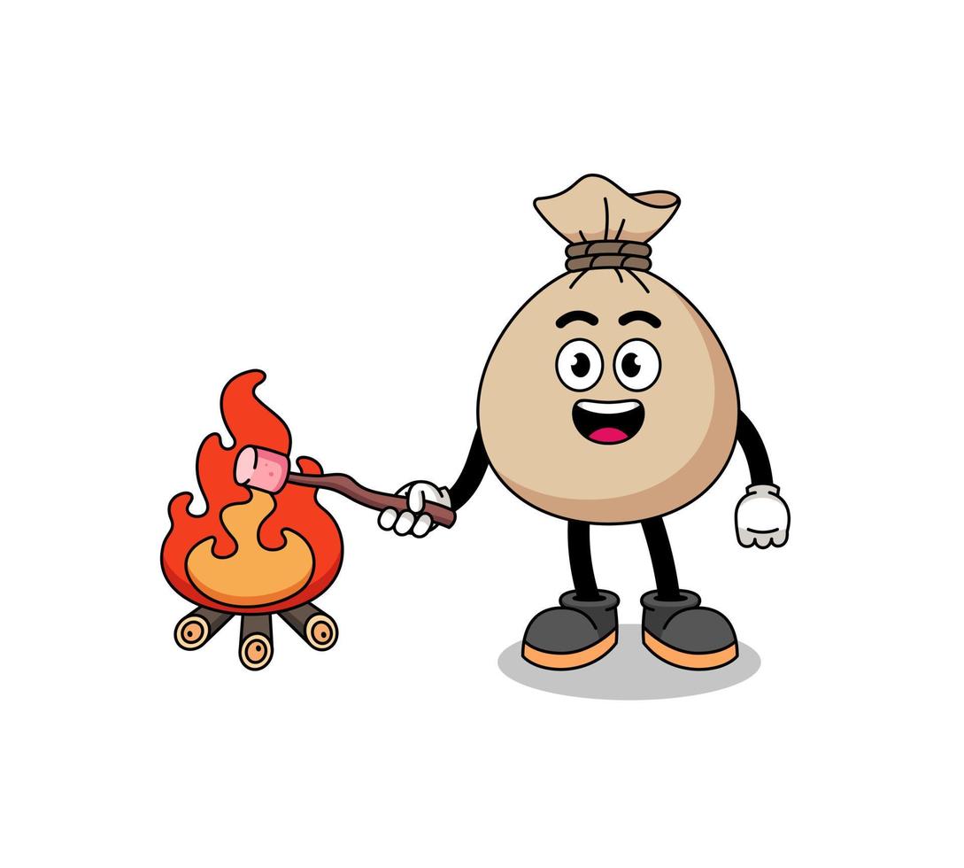 Illustration of money sack burning a marshmallow vector