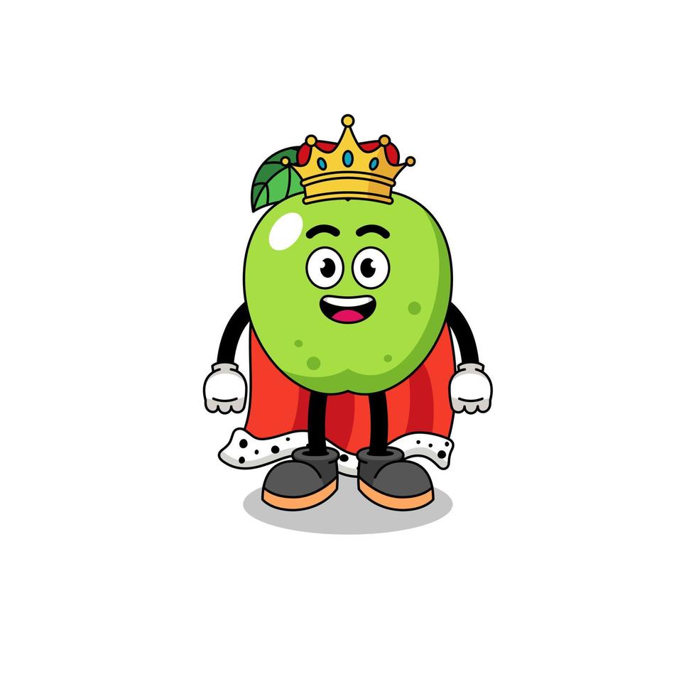 ilustración de la mascota del rey de la manzana verde vector