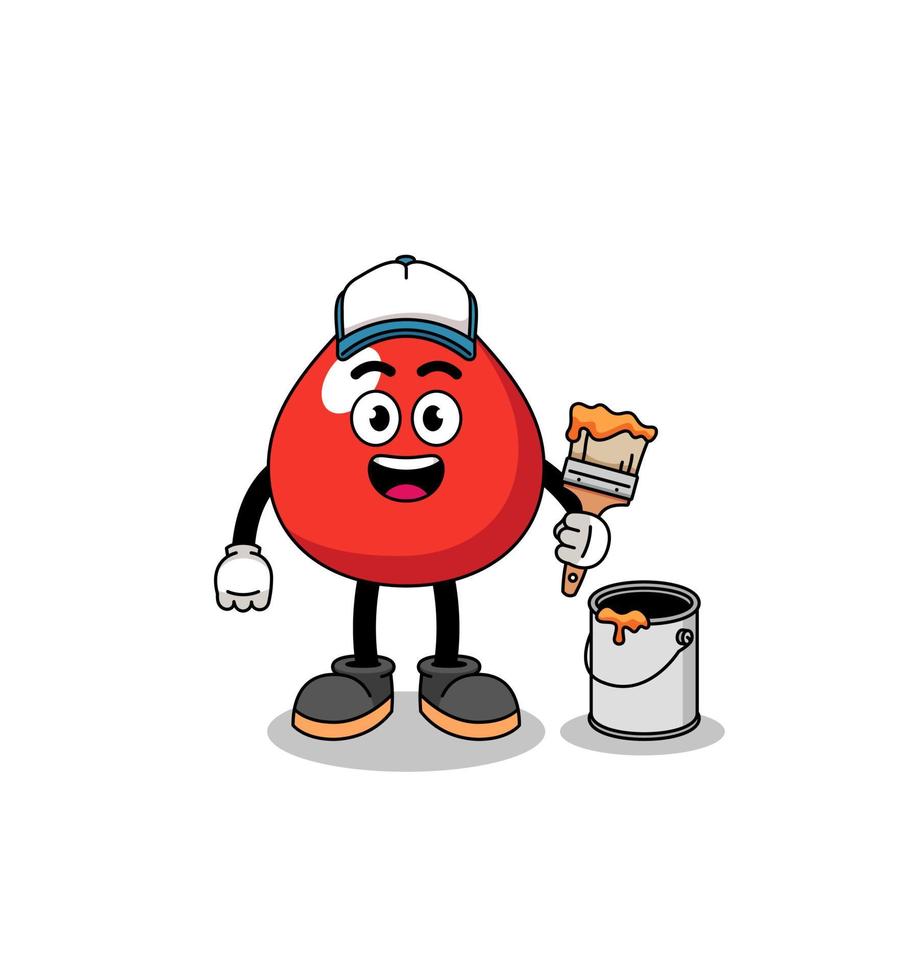 Character mascot of blood as a painter vector