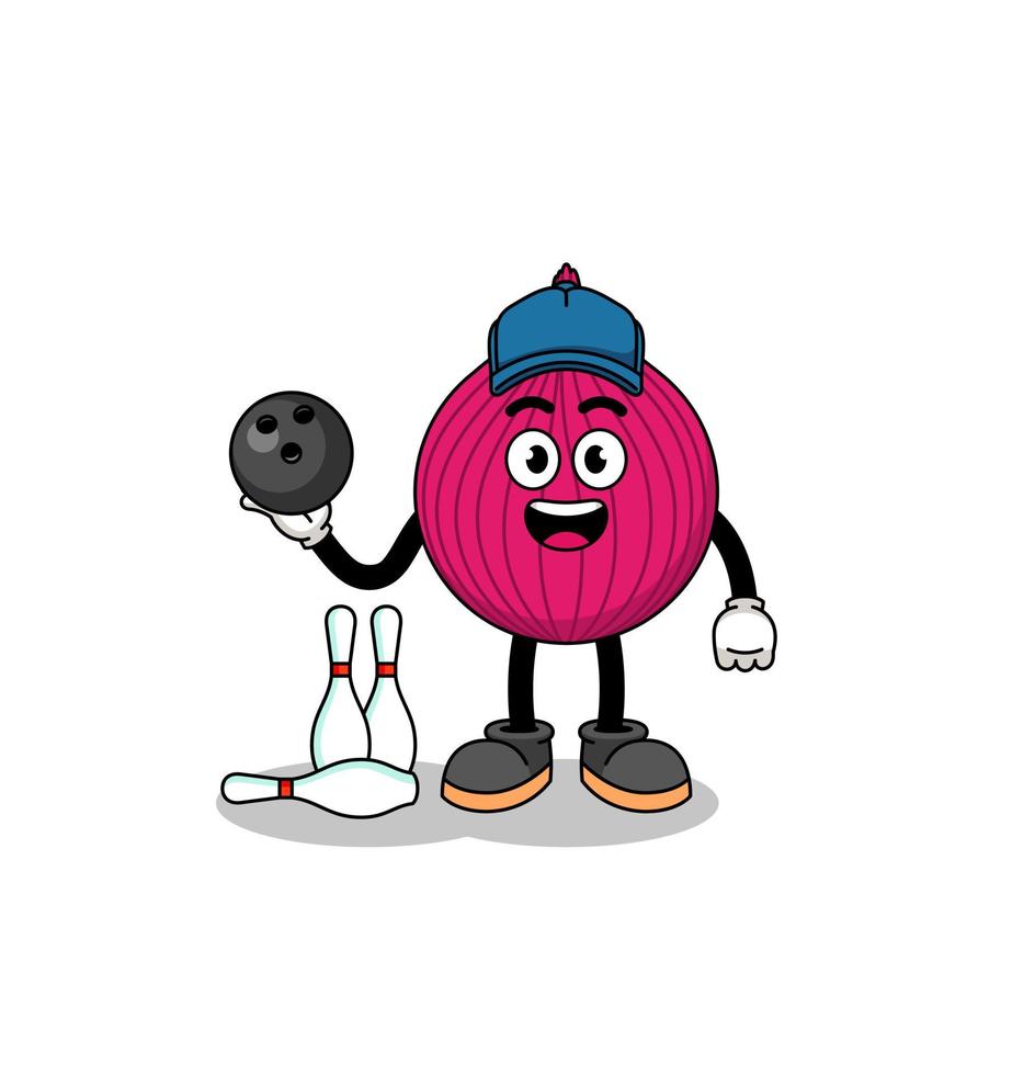 Mascot of onion red as a bowling player vector