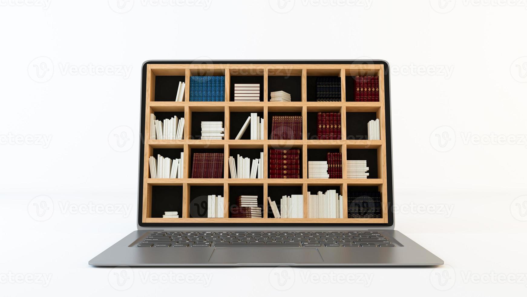 Library on computer screen concept background 3d rendering photo