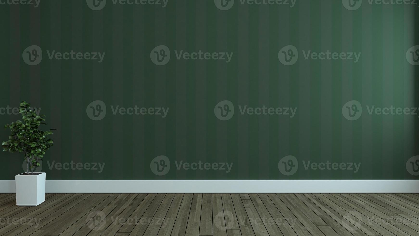 Empty room with Lined green wallpaper wall concept 3d rendering photo