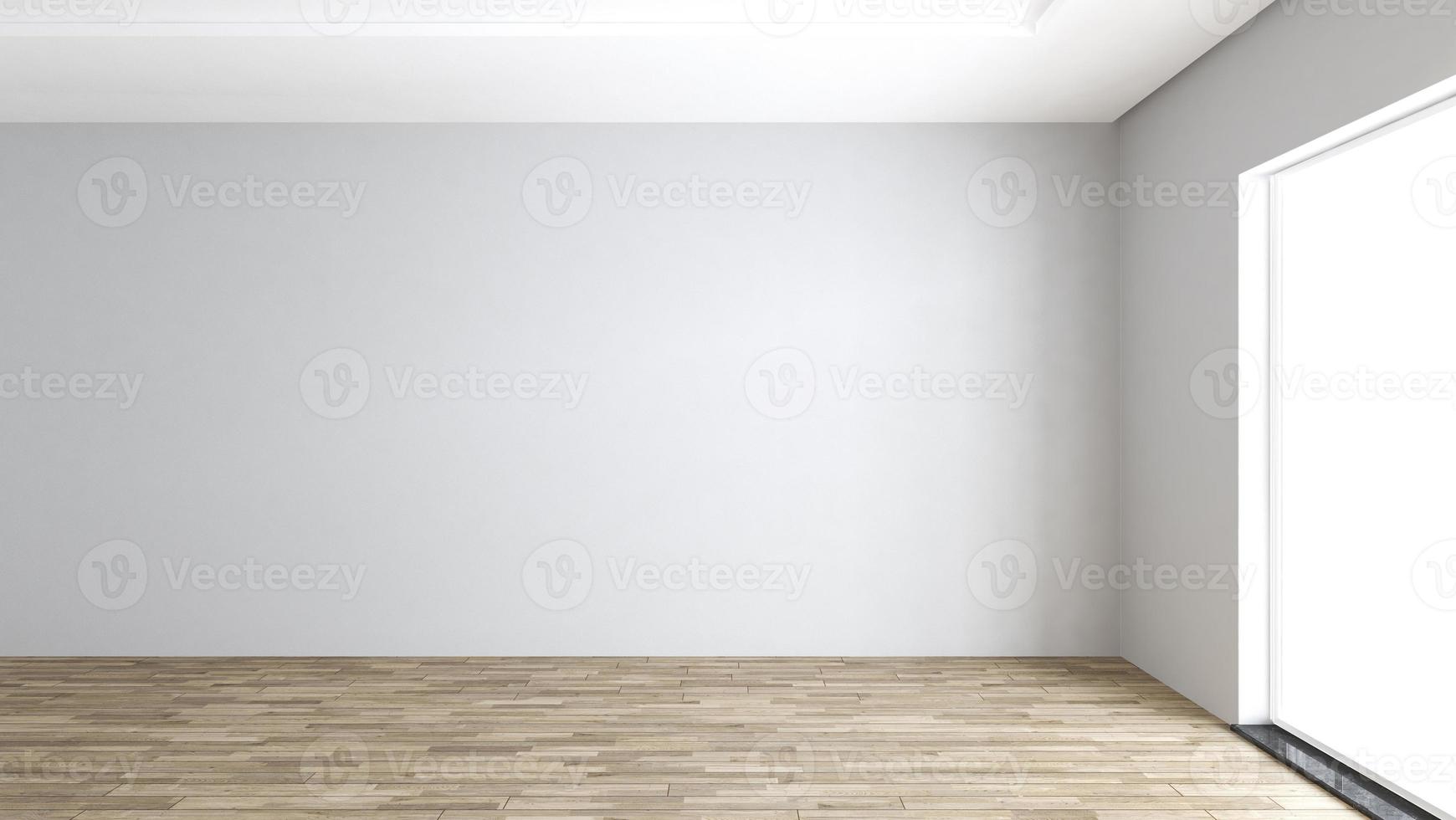 Empty room with big window concept 3d rendering photo