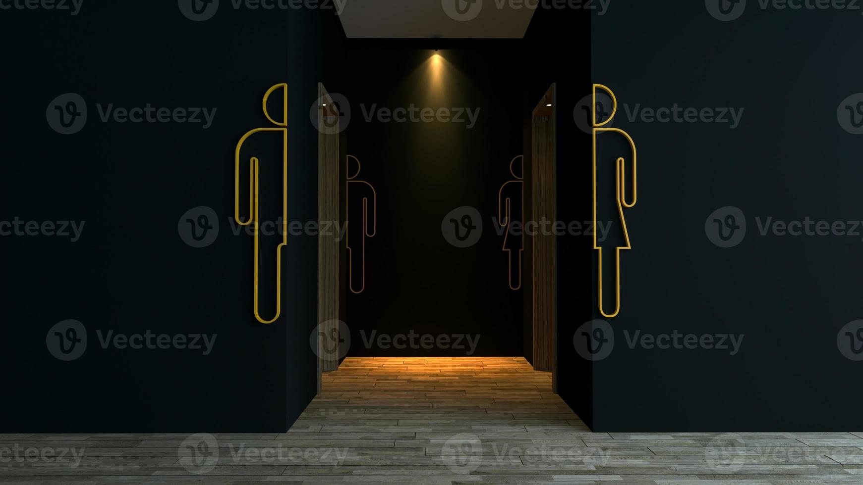 Public toilet entrance in modern cafes and public buildings 3d illustration photo
