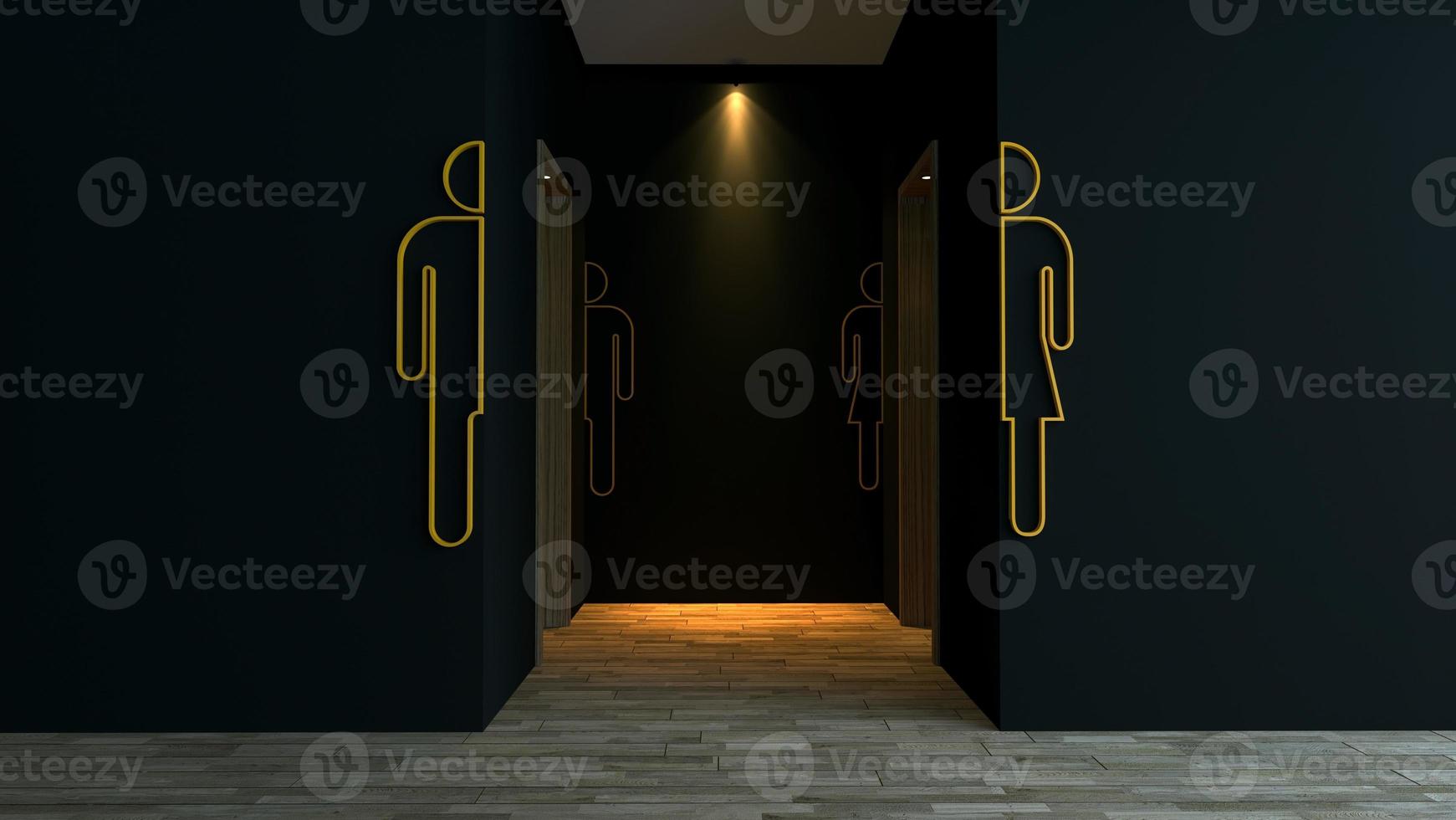 Public toilet entrance in modern cafes and public buildings 3d illustration photo