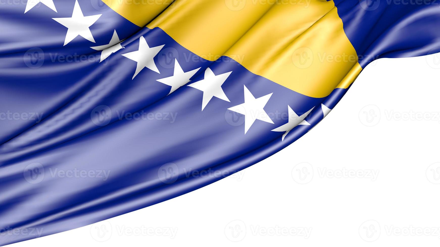 Bosnia and Herzegovina Flag Isolated on White Background, 3d Illustration photo