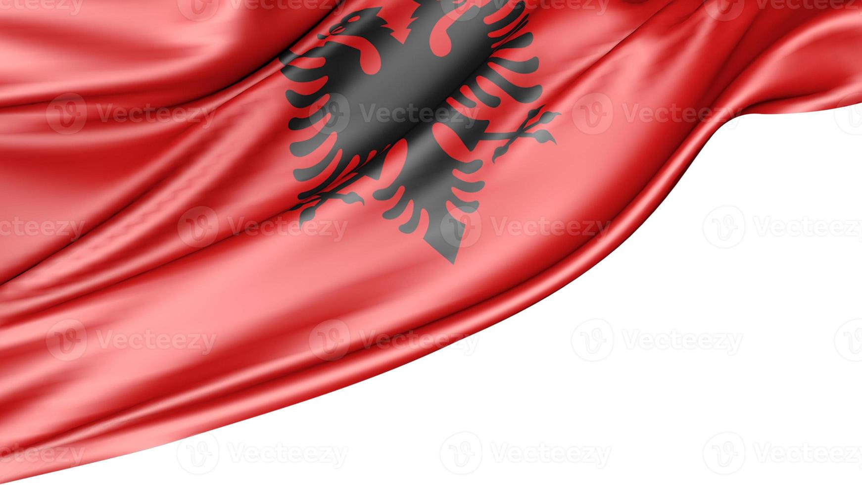 Albania Flag Isolated on White Background, 3d Illustration photo