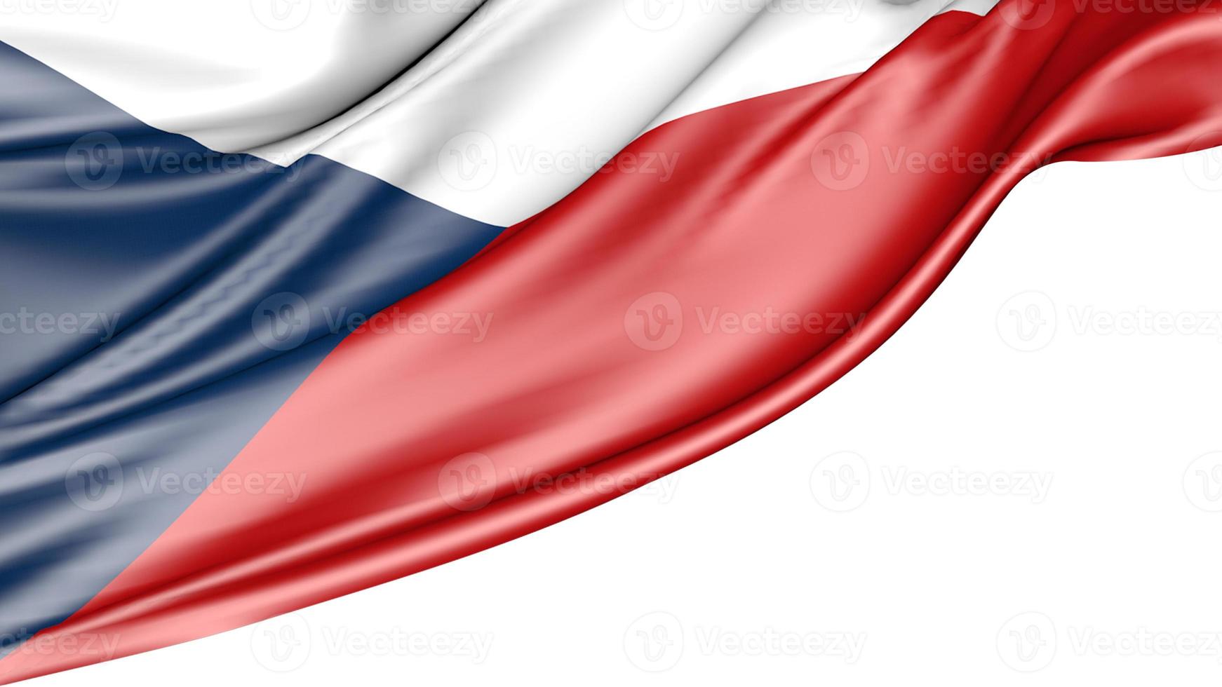 Czech Republic Flag Isolated on White Background, 3d Illustration photo