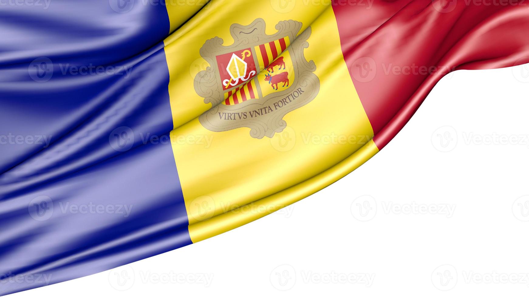 Andorra Flag Isolated on White Background, 3d Illustration photo