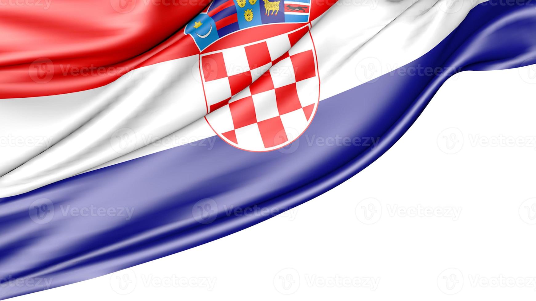 Croatia Flag Isolated on White Background, 3d Illustration photo