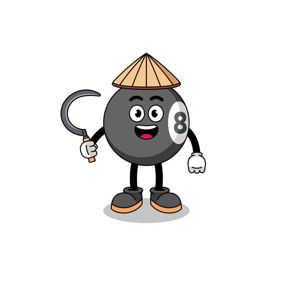 Illustration of billiard ball as an asian farmer vector