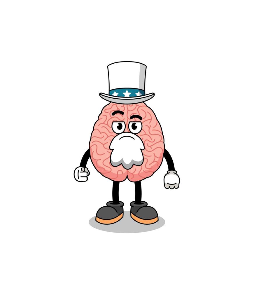 Illustration of brain cartoon with i want you gesture vector