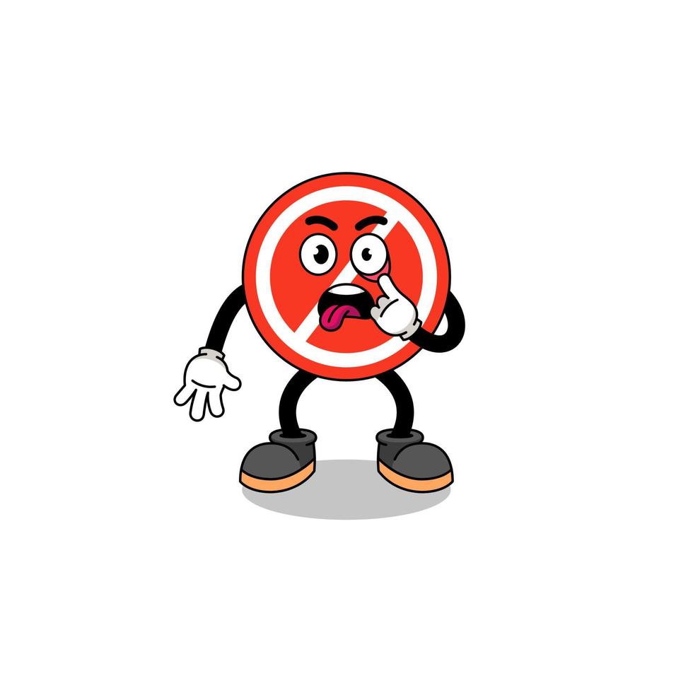Character Illustration of stop sign with tongue sticking out vector