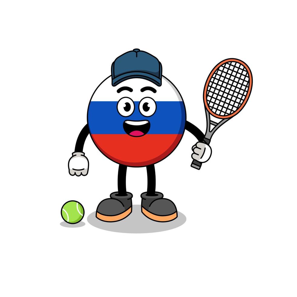 ilustración de la bandera de rusia como jugador de tenis vector