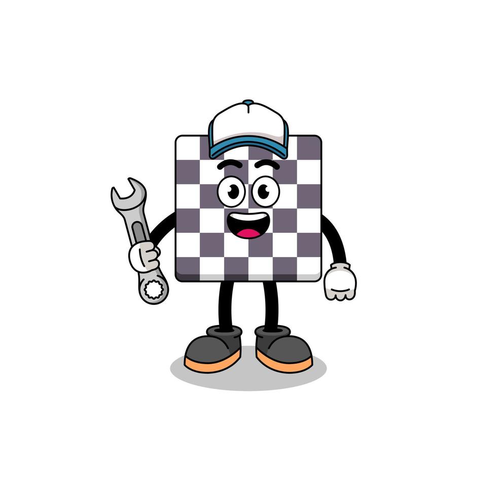 chessboard illustration cartoon as a mechanic vector