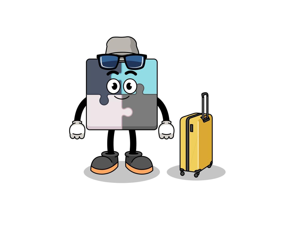 jigsaw puzzle mascot doing vacation vector