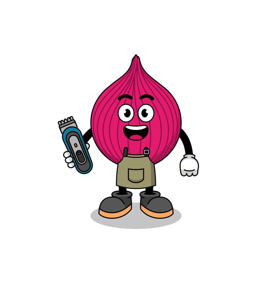 Cartoon Illustration of onion red as a barber man vector