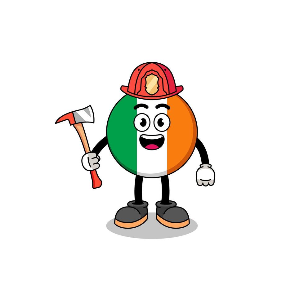 Cartoon mascot of ireland flag firefighter vector