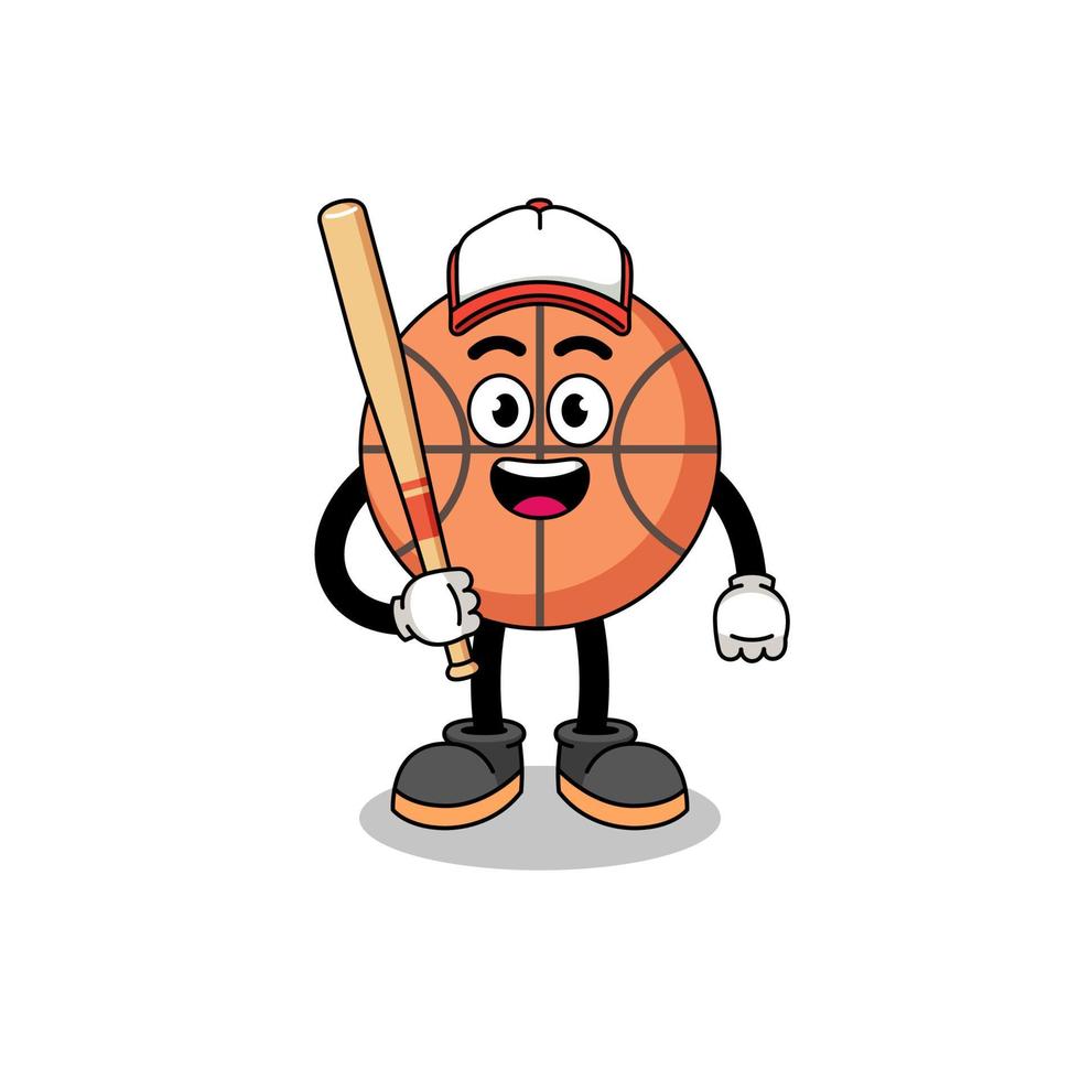 basketball mascot cartoon as a baseball player vector