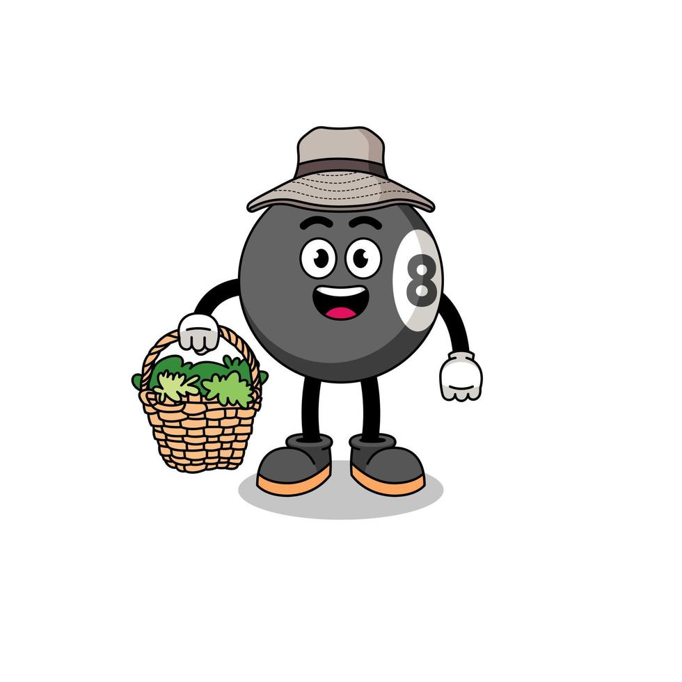Character Illustration of billiard ball as a herbalist vector