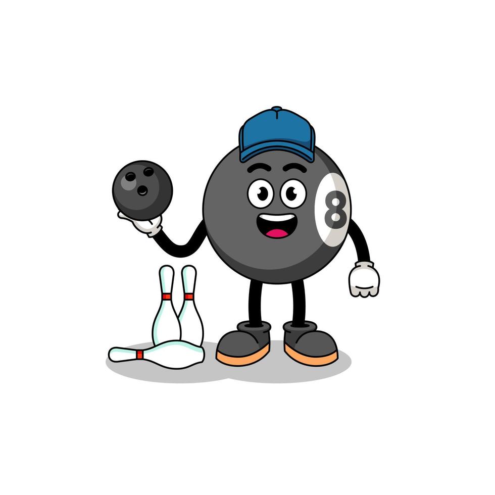 Mascot of billiard ball as a bowling player vector