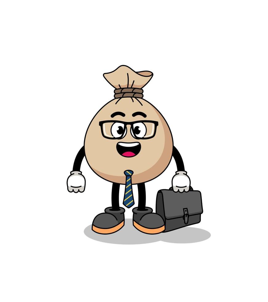 money sack mascot as a businessman vector
