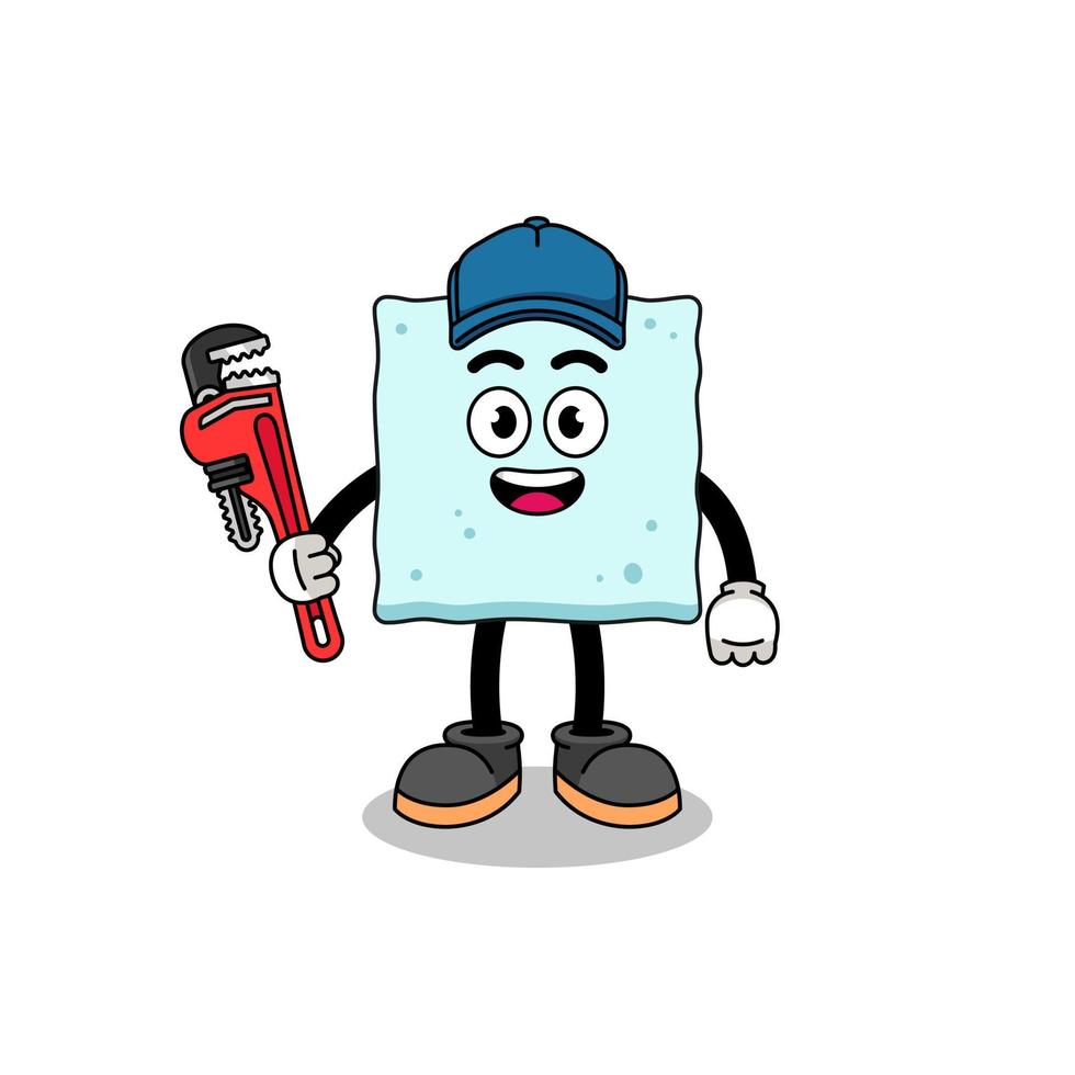 sugar cube illustration cartoon as a plumber vector