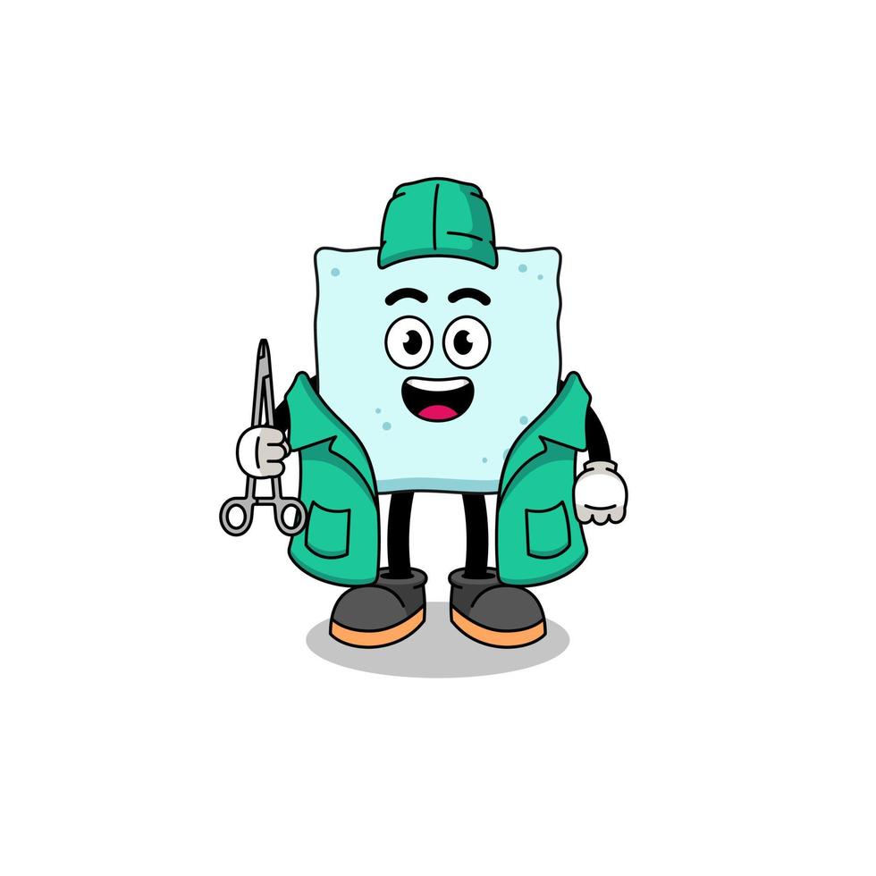 Illustration of sugar cube mascot as a surgeon vector