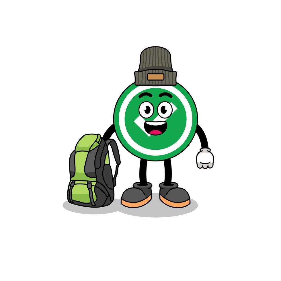 Illustration of check mark mascot as a hiker vector