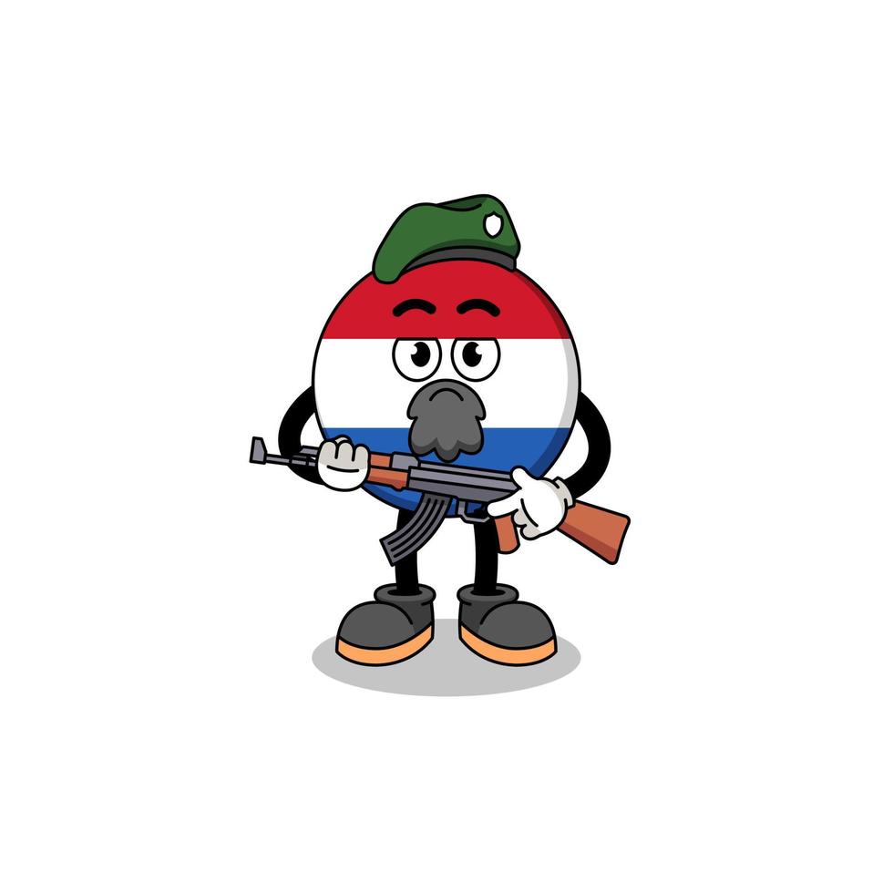 Character cartoon of netherlands flag as a special force vector