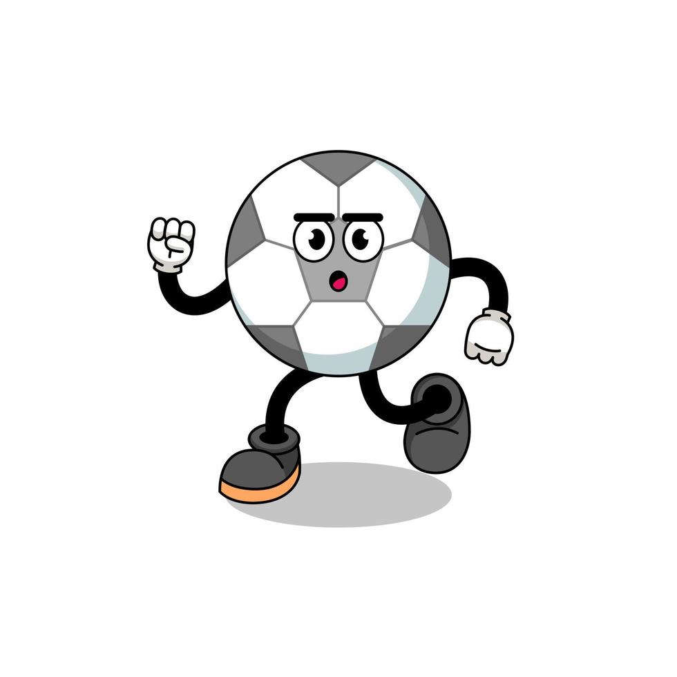 corriendo ilustración de mascota de pelota de fútbol vector