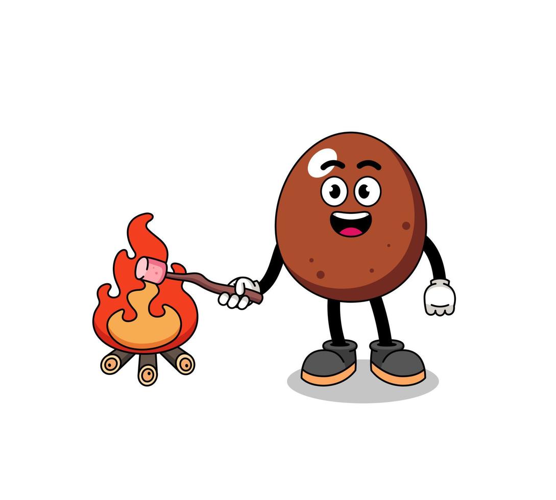 Illustration of chocolate egg burning a marshmallow vector