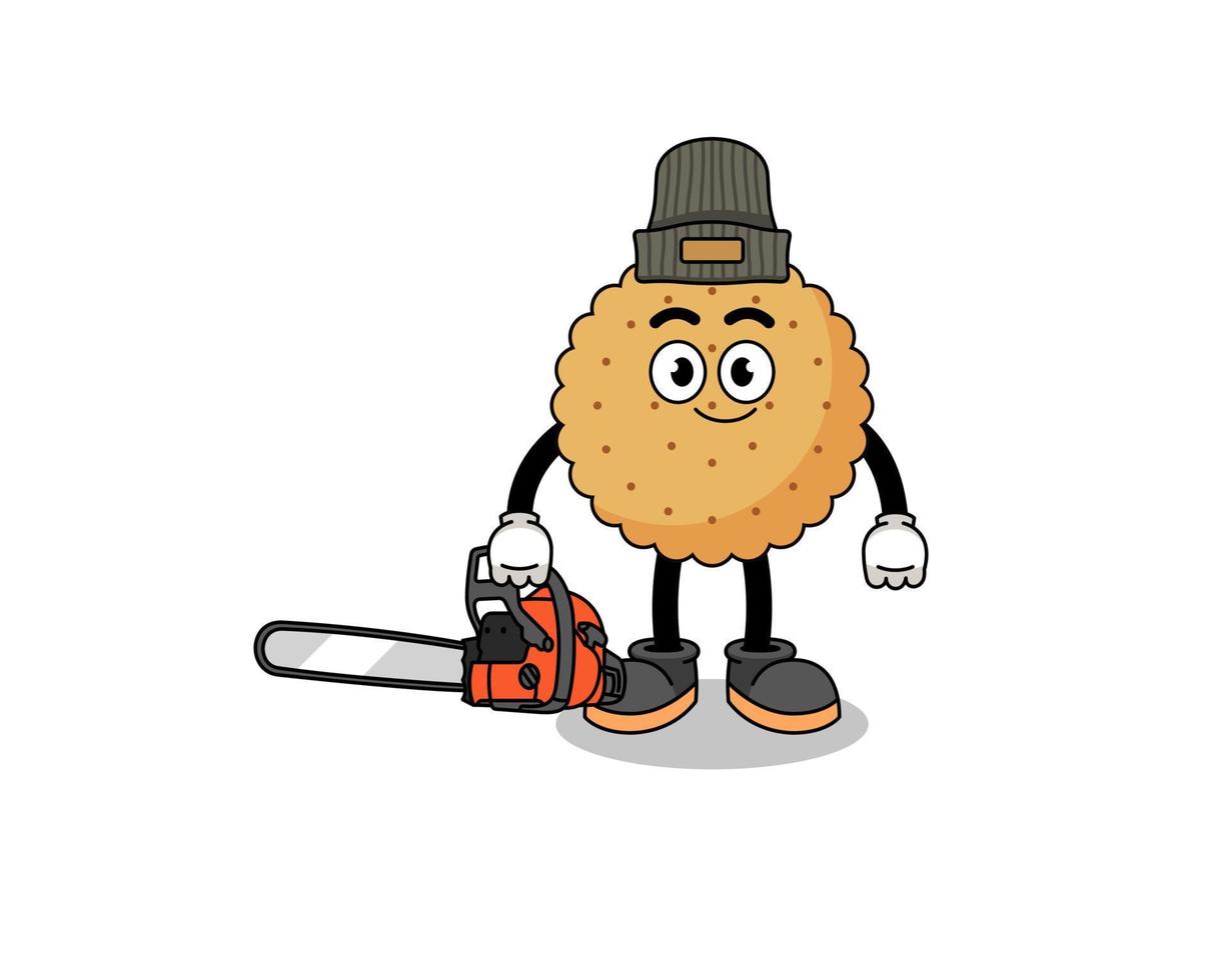 biscuit round illustration cartoon as a lumberjack vector