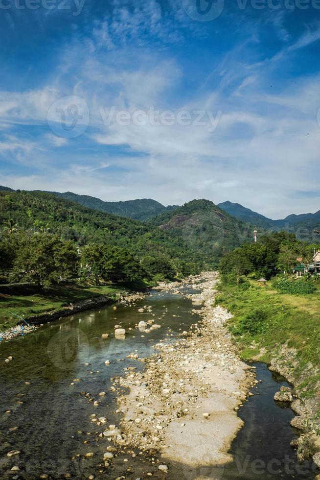 landscape of stream and mountain photo