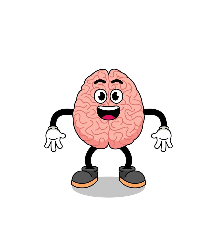 brain cartoon with surprised gesture vector