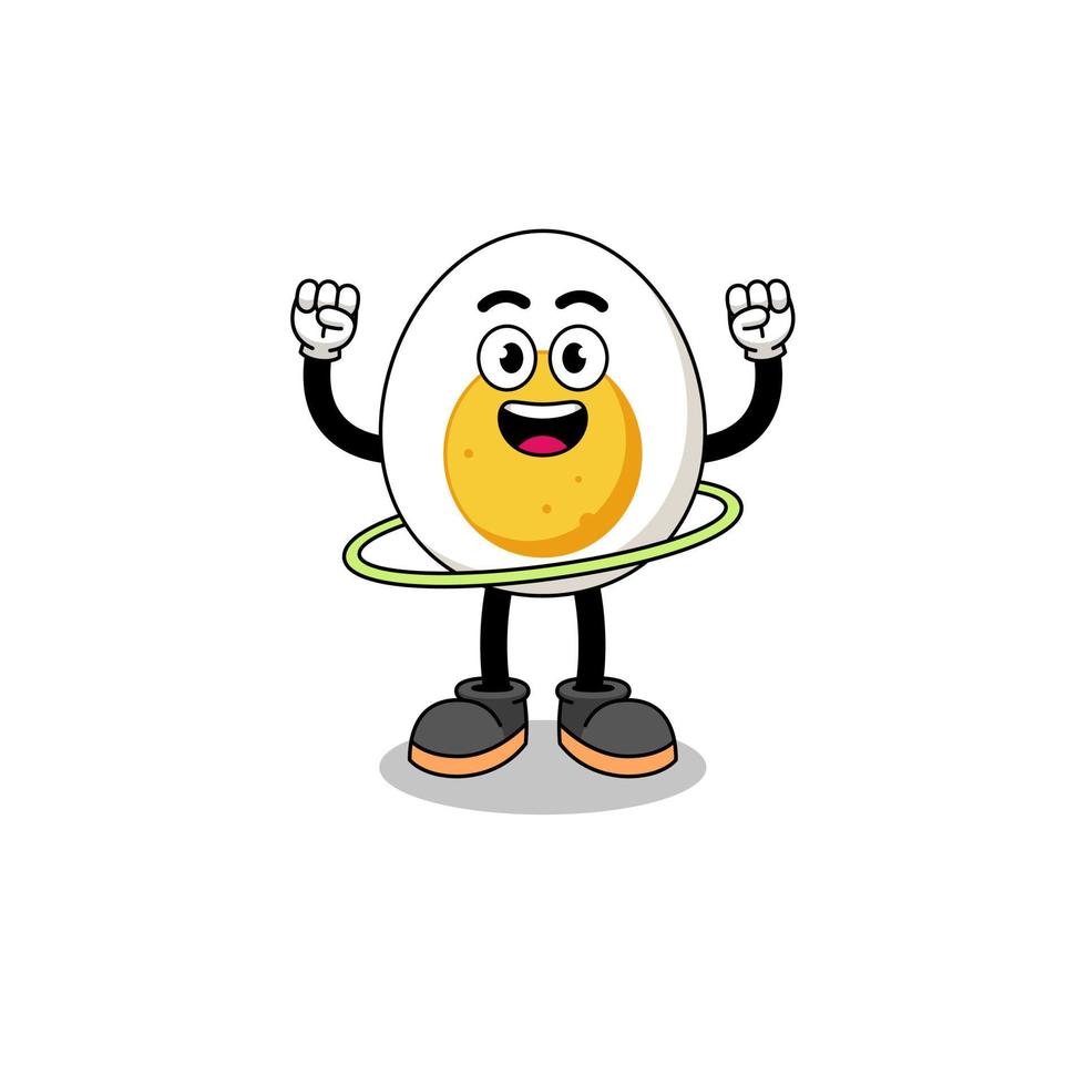 Character Illustration of boiled egg playing hula hoop vector