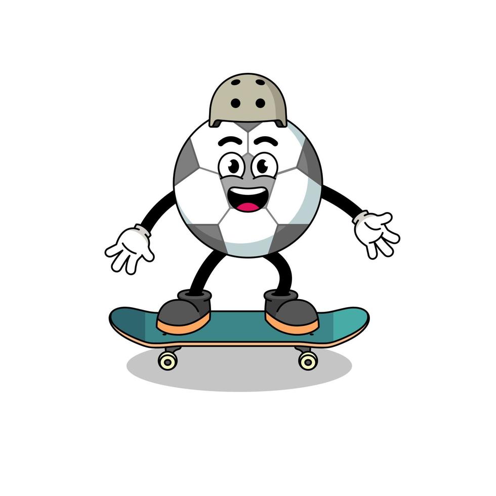 soccer ball mascot playing a skateboard vector