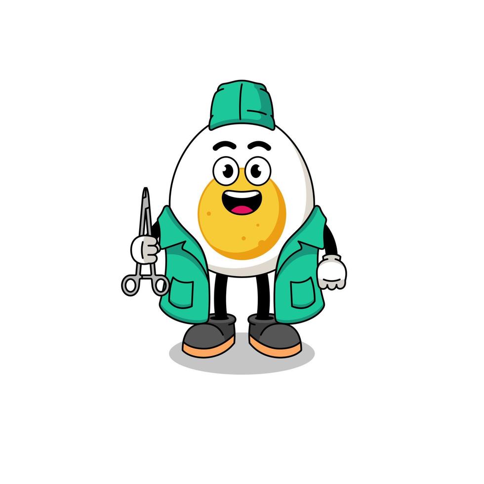 ilustración de la mascota del huevo hervido como cirujano vector