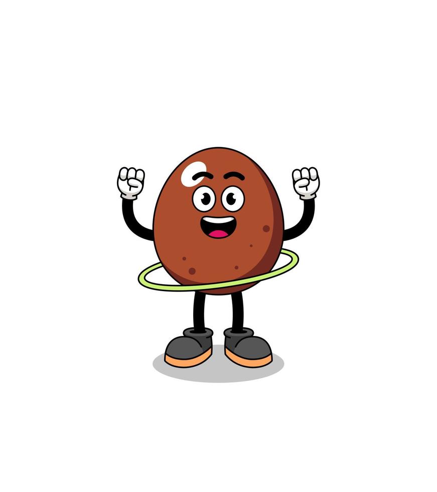 Character Illustration of chocolate egg playing hula hoop vector