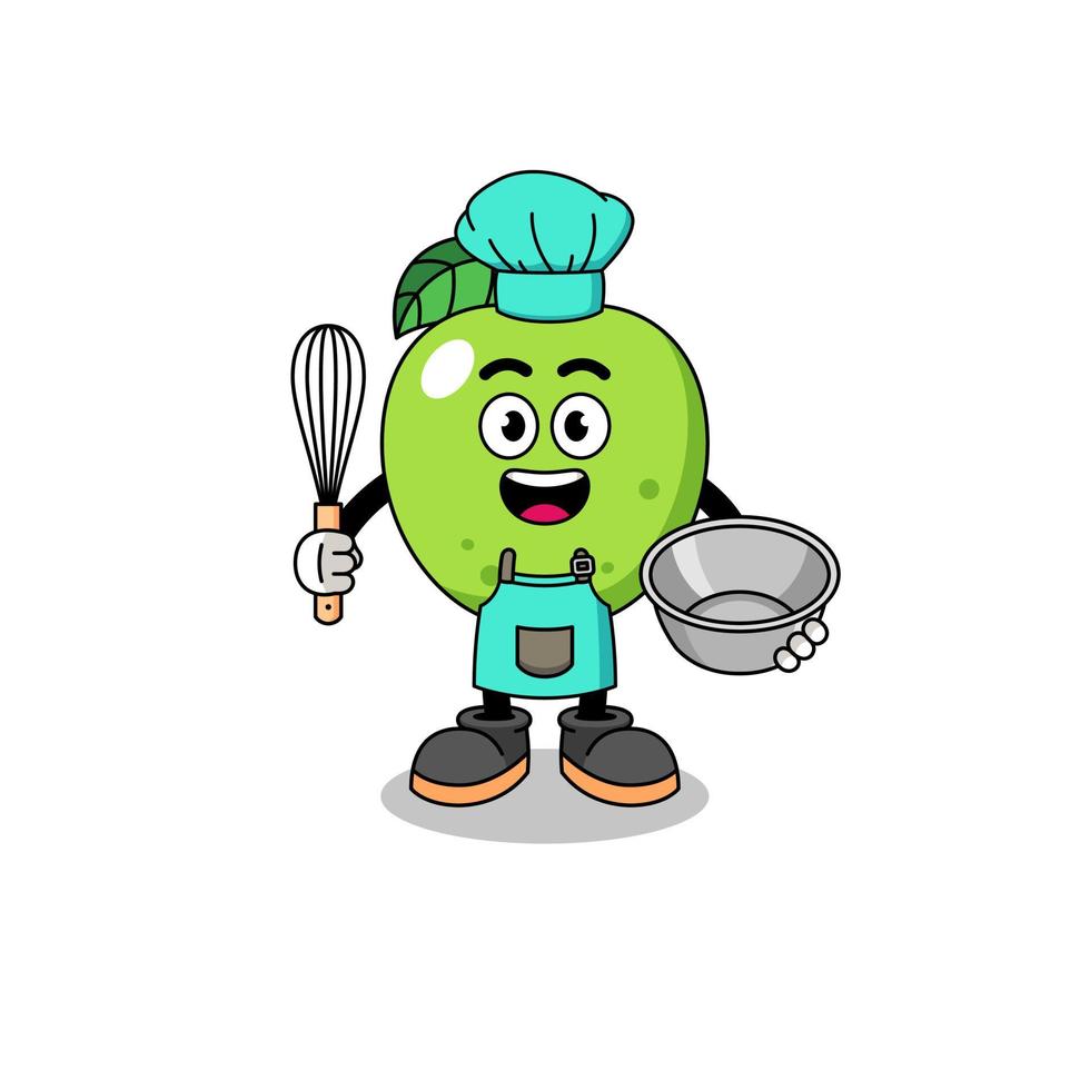 Illustration of green apple as a bakery chef vector