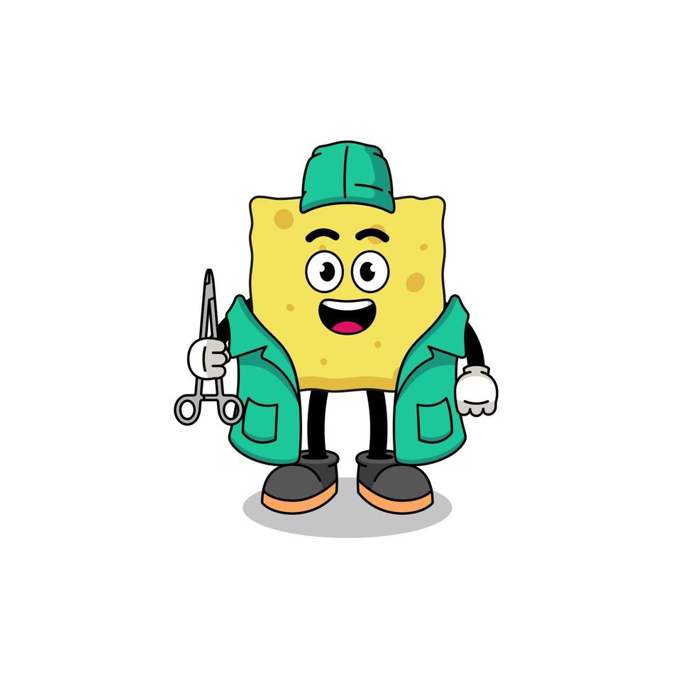 Illustration of sponge mascot as a surgeon vector