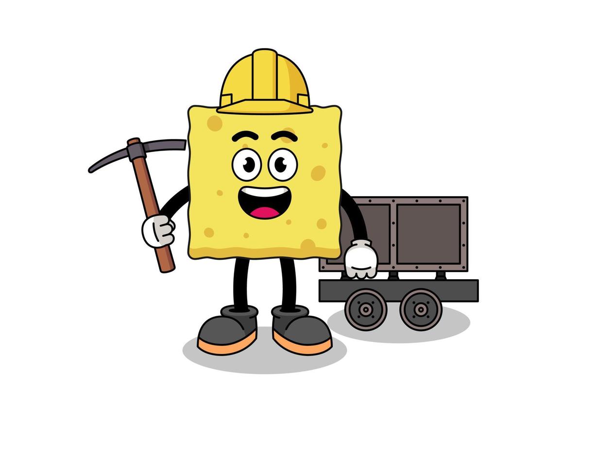 Mascot Illustration of sponge miner vector