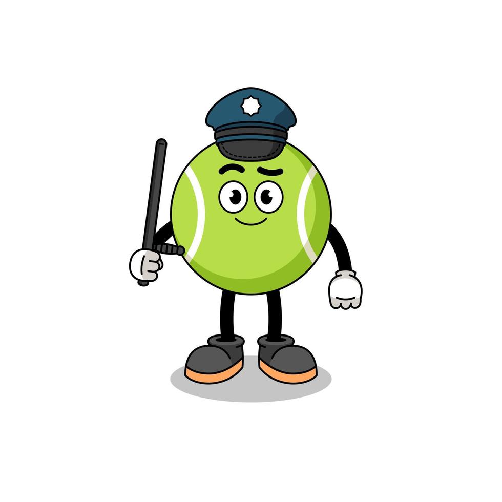 ilustración de dibujos animados de policía de pelota de tenis vector